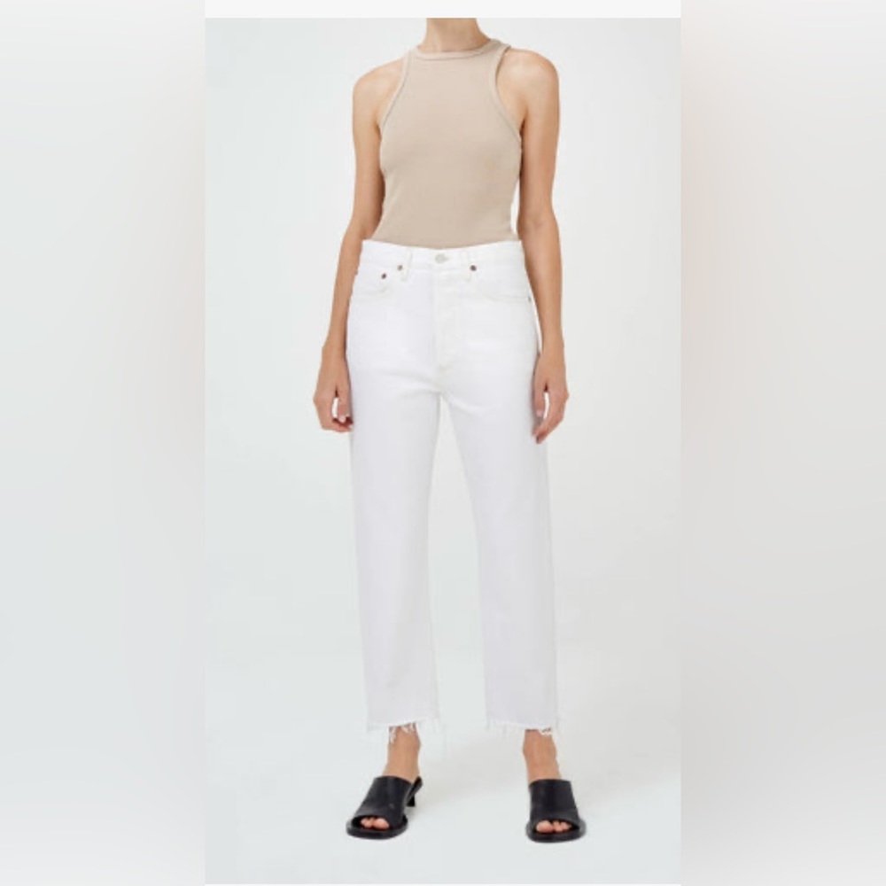 Agolde 90’s Crop White Raw-Hem Jeans